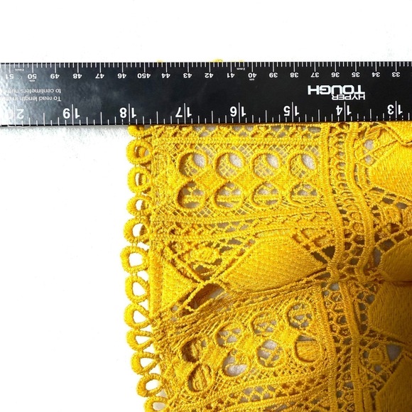 Ellison NWT Mustard Yellow Geometric Lace Bell Sleeve Top KT-1515-6 Womens Small - Picture 5 of 9